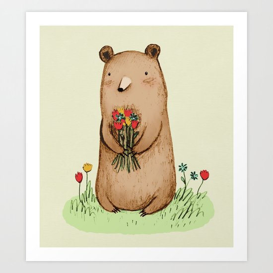 Bear Bouquet Art Print