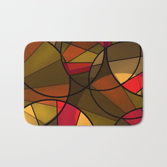 Red brown yellow black abstract pattern. Cycle . Bath Mat