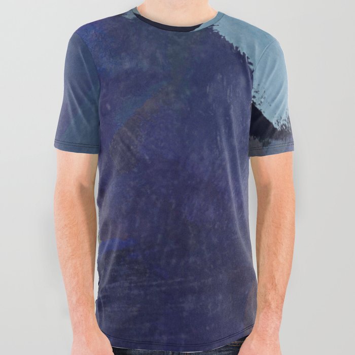 abstract splatter brush stroke painting texture background in blue purple brown All Over Graphic Tee