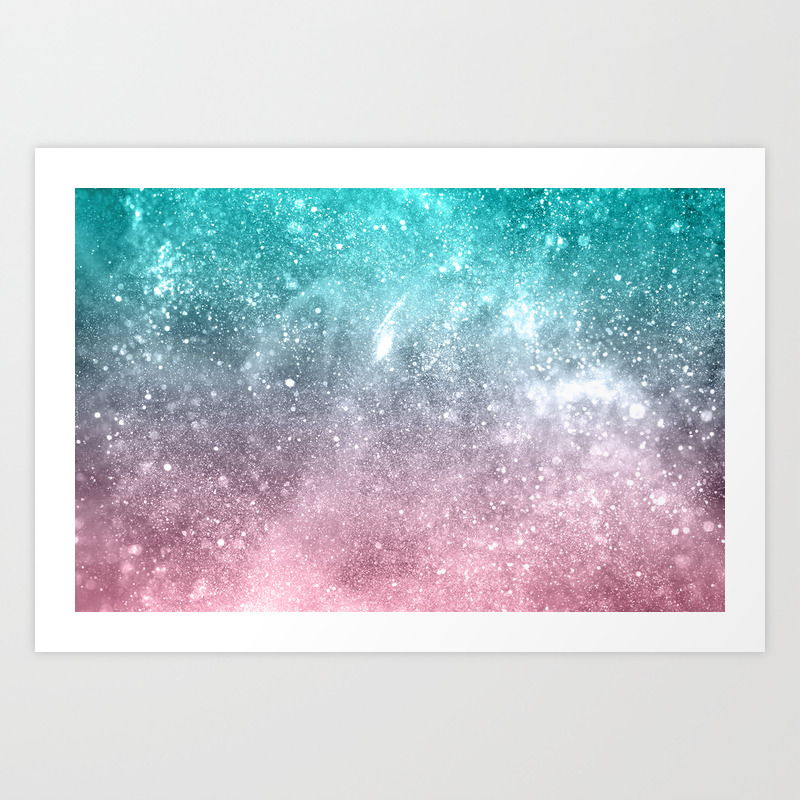 Sea Pink Viridian Green Ombre Abstract Galaxy Art Print By Pldesign Society6