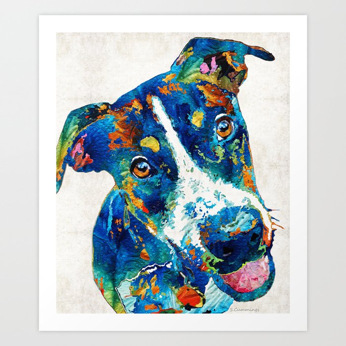 Colorful Dog Art - Happy Go Lucky - By Sharon Cummings Art Print