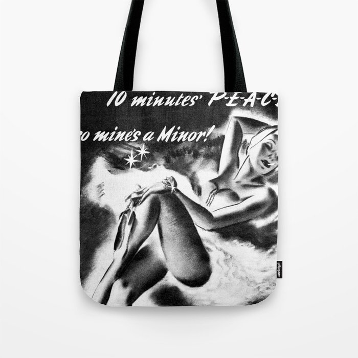 1930 Vintage sultry cigarette ad 10 minutes of peace to smoke her cigarette advertisement poster / posters Tote Bag