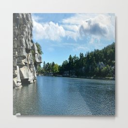 Mohonk Lake Metal Print | Landscape, Nature, Mohonklake, Clouds, Rocks, Pristinelake, Painting, Bluesky, Mountain, Catskillsmountains 