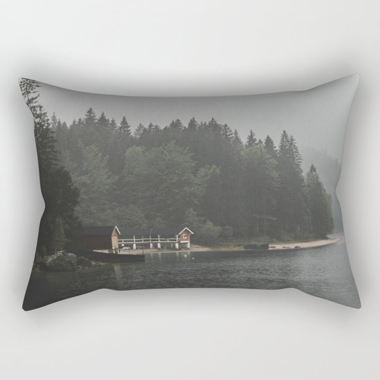 Foggy mornings at the lake II - landscape photography Rectangular Pillow