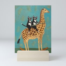 Cats on a Rocking Giraffe Mini Art Print