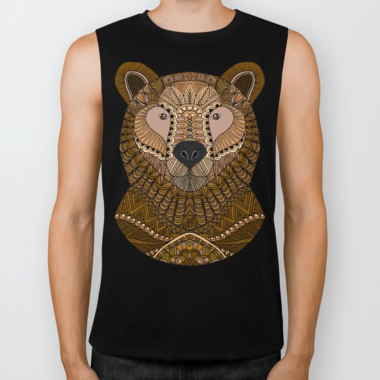 Ornate Brown Bear Biker Tank