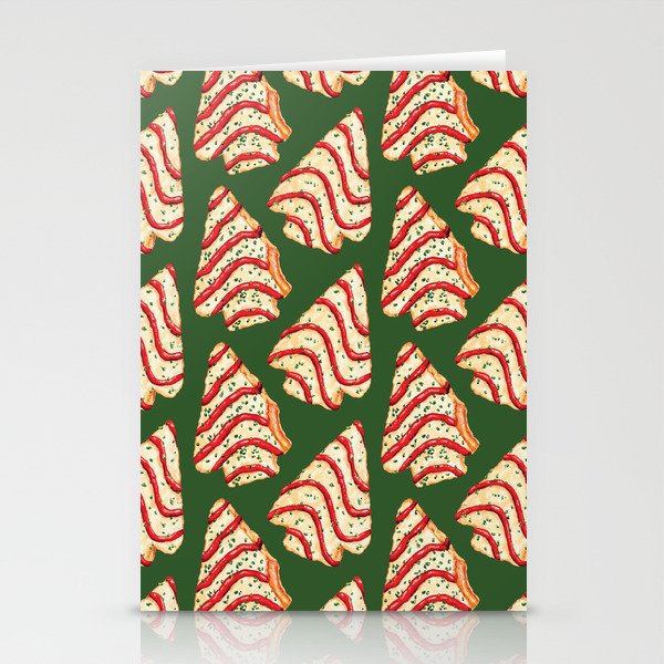 Christmas Tree Cakes Pattern - Green Stationery Cards