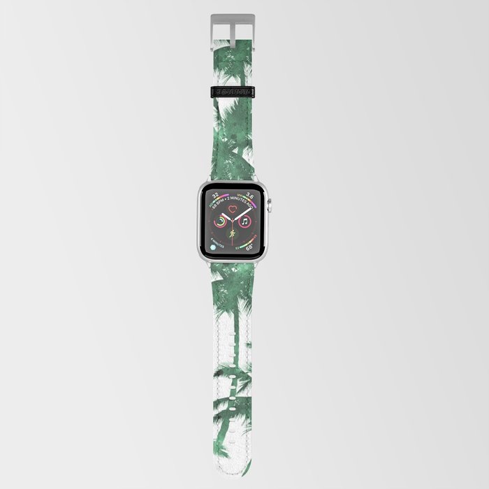 Tropical forest green white watercolor palm tree Apple Watch Band