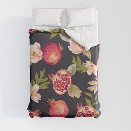 Pomegranate patterns - floral roses fruit nature elegant pattern Duvet Cover