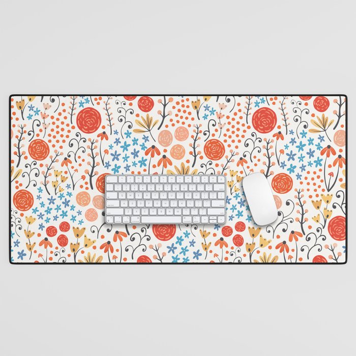 Summer Rose Flower Garden Desk Mat