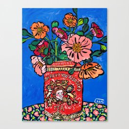 Rex Manning Day Bouquet: Poppy Flowers in Tea Tin Painting Empire Records Nineties Nostalgia Canvas Print