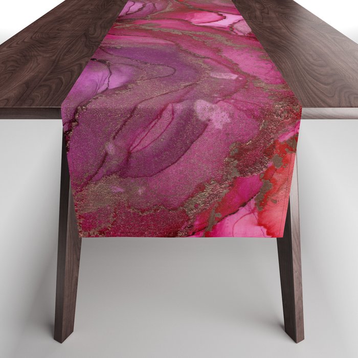 Ravishing Roses Abstract Alcohol Ink Painting Table Runner