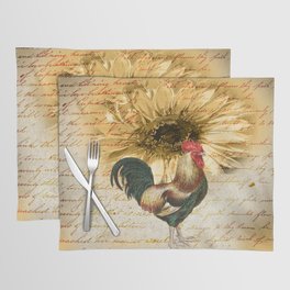 Rooster Sunflower Vintage Script Placemat