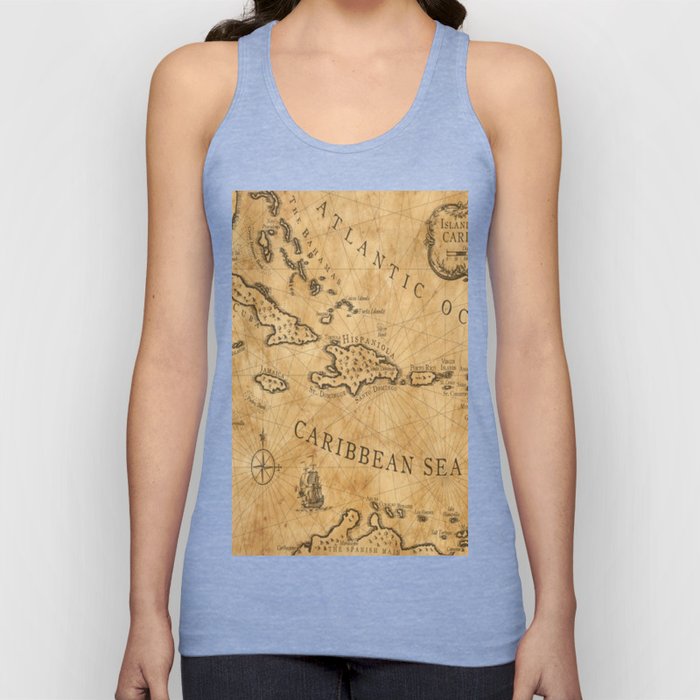 Old Nautical Map Carribeans Tank Top
