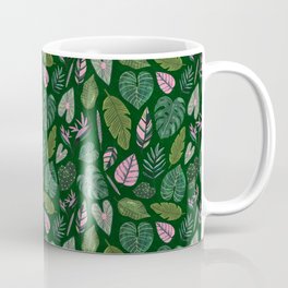Leaves (Proud Plant Parent) - Dark Coffee Mug | Studiometis, Leaves, Brazil, Darkbackground, Green, Nature, Monstera, Palmtree, Tropical, Forest 