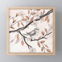 Bird On A Branch 06- Watercolor Painting of Birds In Nature Framed Mini Art Print