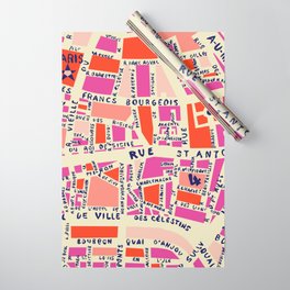paris map pink Wrapping Paper