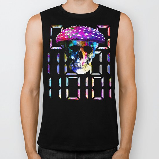 digital mushroom Biker Tank