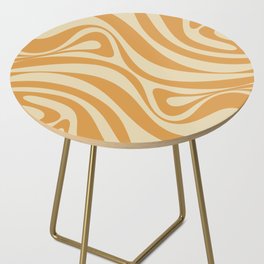 New Groove Retro Swirl Abstract Pattern in Muted Honey Mustard Gold Side Table