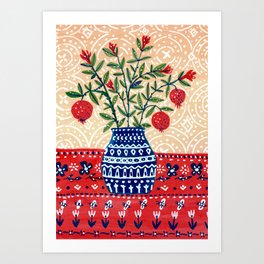 Pomegranate in Vase Art Print