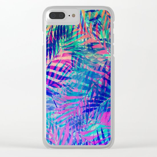 Colorful abstract palm leaves 2 Clear iPhone Case
