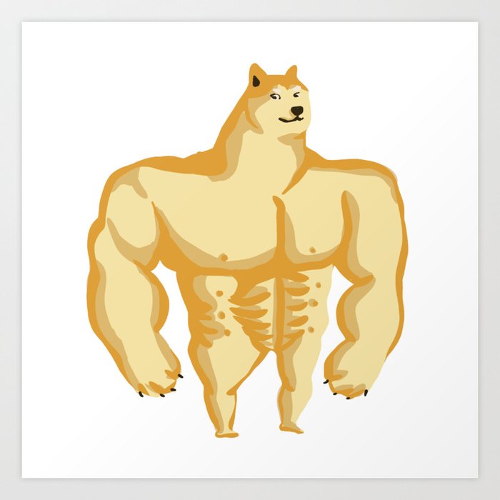 Doge Swole Funny Muscular Shiba Inu Dog Meme Art Print