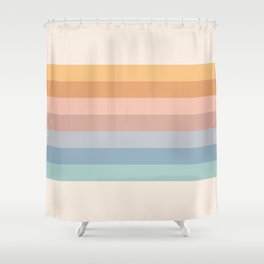 Pastel Retro Rainbow Stripes  Shower Curtain