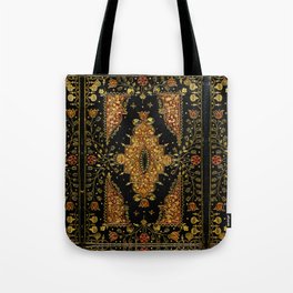 Black and Gold Floral Book Tote Bag