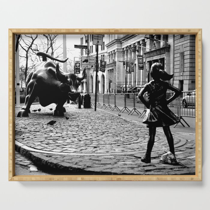 Fearless Girl and the Charging Bull Serving Tray