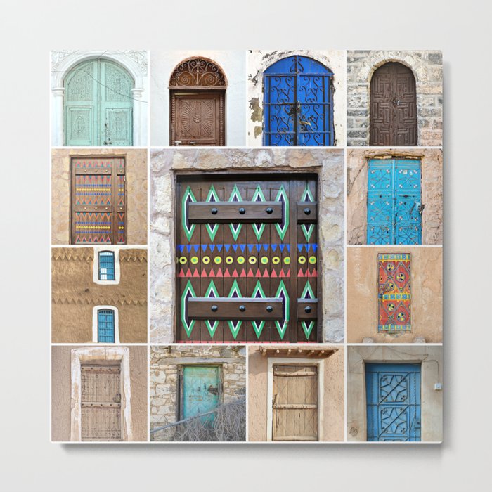 Saudi Doors Square Collage Metal Print