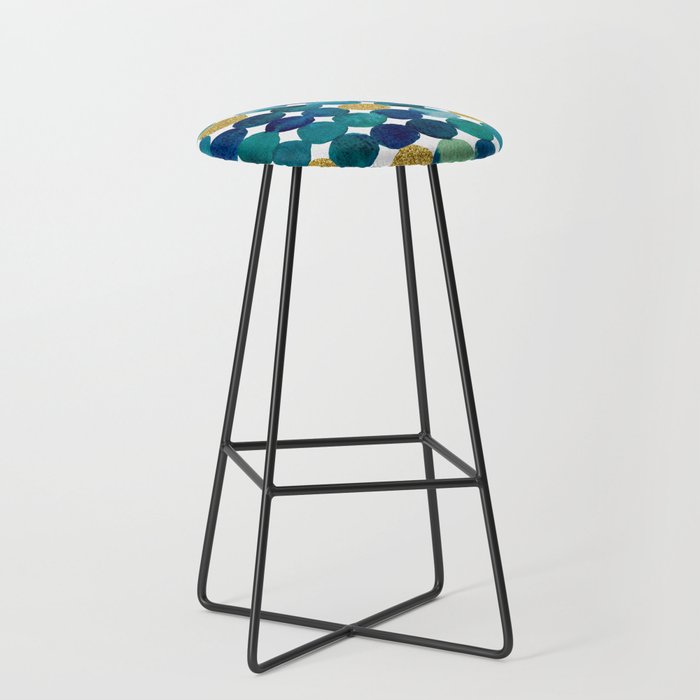Dots pattern - blue and gold Bar Stool