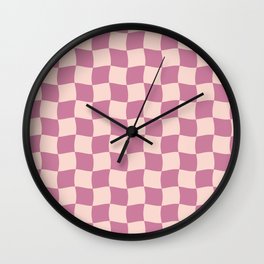 Retro Purple Check Pattern Wall Clock