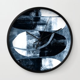 Mid Century Modern Abstract Cocoons in Blue Wall Clock