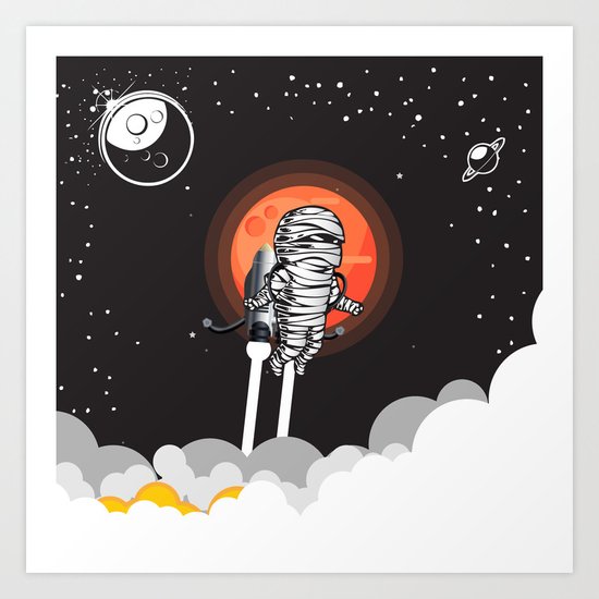 Mummy on Space Journey Art Print