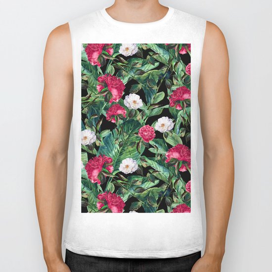 Palm Leaves Pattern Biker Tank