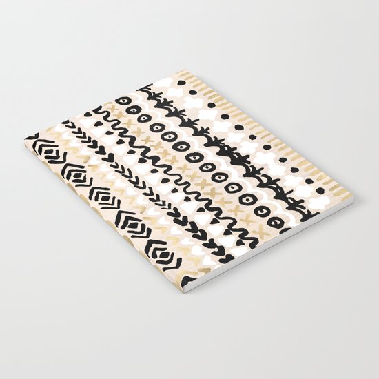 Black, White & Gold Tribal Notebook