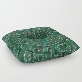 Web of Wyrd - Malachite, Leather and Golden texture Floor Pillow