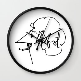 Vonnegut Self Portrait Artwork, Design for Wall Art, Prints, Posters, Tshirts, Bags, Women, Men, Kid Wall Clock