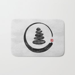 Zen Enso Circle and Zen stones - Watercolor Bath Mat