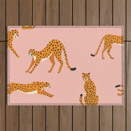 Cheetahs pattern on pink Outdoor Rug