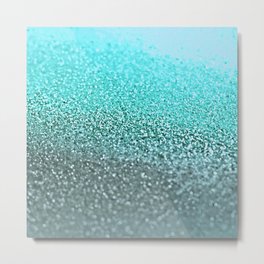 TEAL GLITTER Metal Print | Pattern, Beach, Abstract, Sparkle, Bokeh, Sand, Ocean, Green, Mermaidcolors, Sparkling 