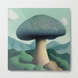 Giant Mushroom Metal Print | Trippy, Mushroomart, Goodvibes, Landscape, Surealism, Painting, Psychedelicart, Magritte, 420, Stonerart 
