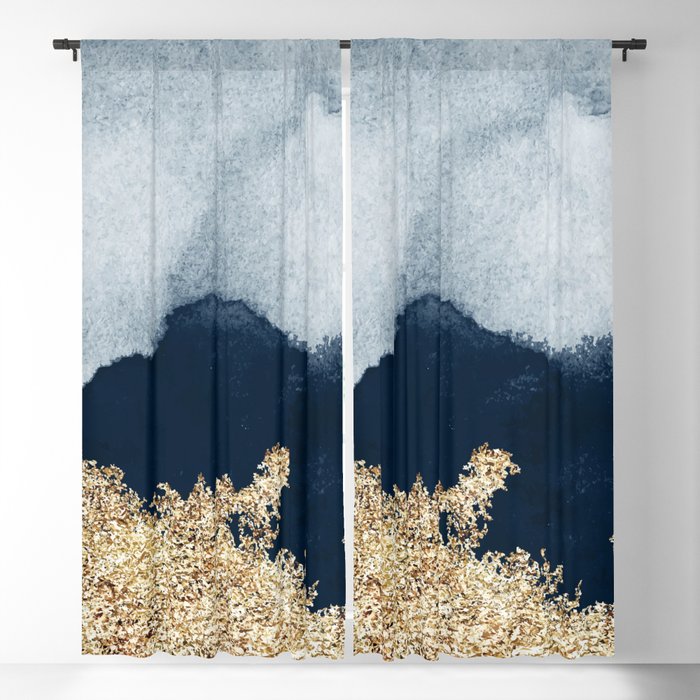Blue Gold Peaks Blackout Curtain By, Blue Gold Curtains