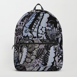 Unleashed Backpack | Mixedmedia, Painting, Acrylic, Zentangle, Doodle, Drawing, Black, Purple, Blue 