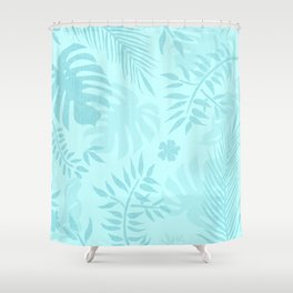Tropical garden - light aqua blue Shower Curtain