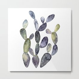 Watercolor violet cactus bunch Metal Print | Cactusart, Nature, Watercolorcactus, Succulent, Illustration, Desertplants, Cacti, Painting, Olivegreen, Violet 
