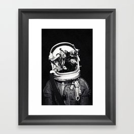 Astronauts and flowers Framed Art Print