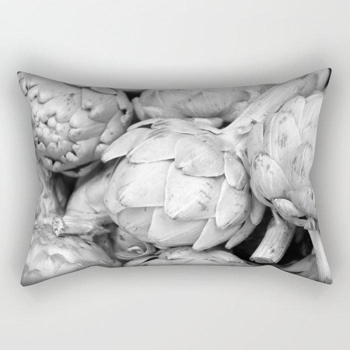 Artichokes -Black and White Rectangular Pillow