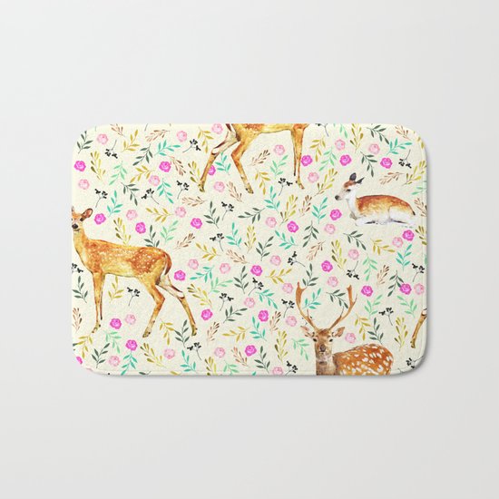 Deers #society6 #illustration #christmas Bath Mat