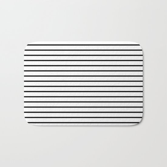 Horizontal Lines (Black/White) Bath Mat